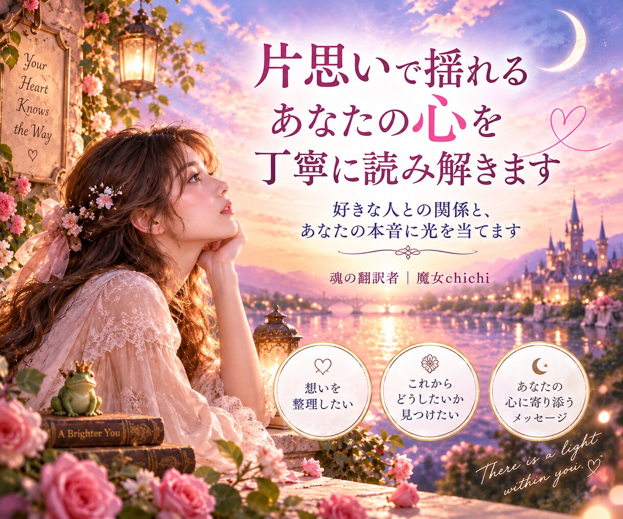 片思いで揺れるあなたの心を丁寧に読み解きます 好きな人との関係と、あなたの本音に光を当てます イメージ1