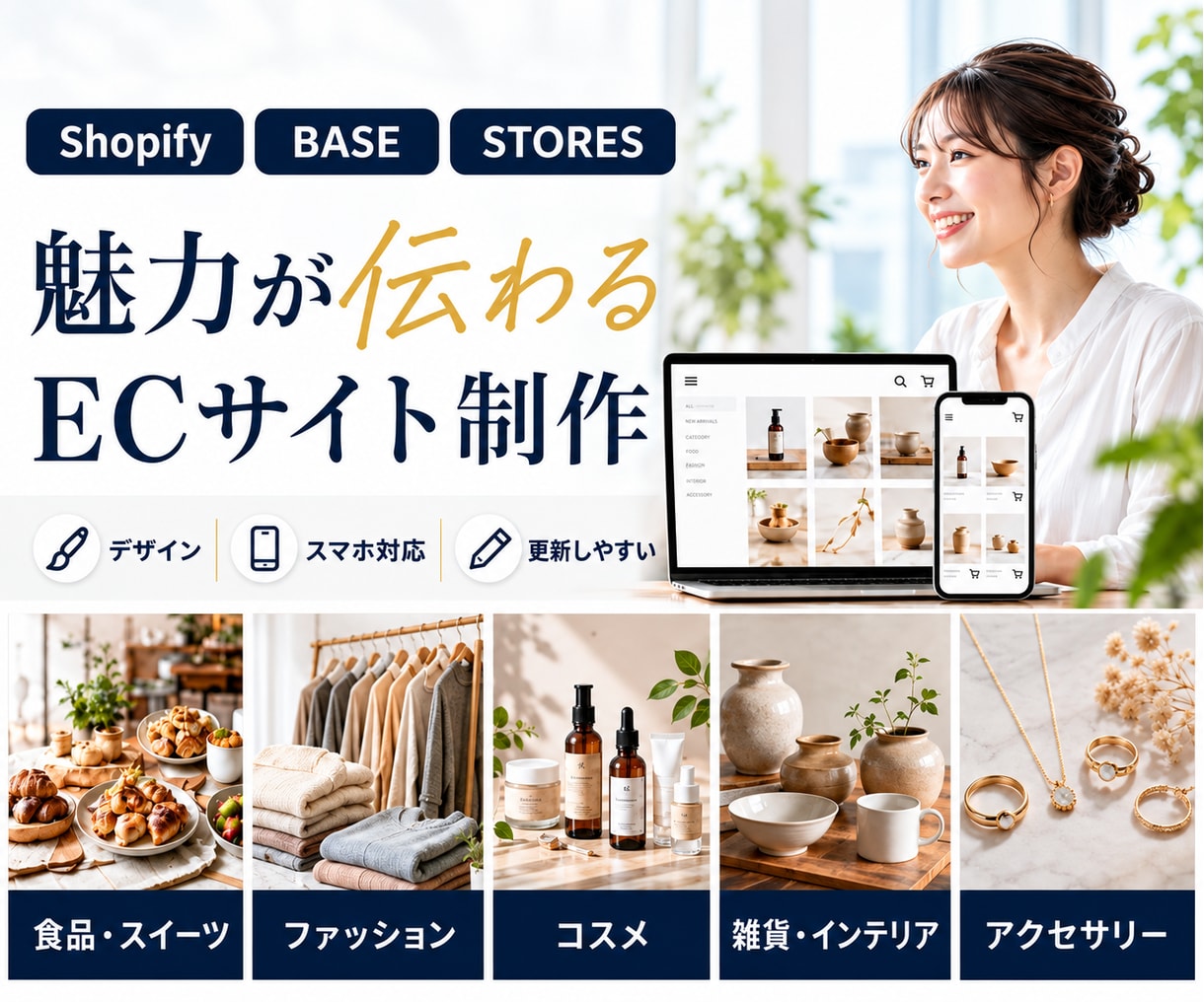 商品の魅力が伝わるECサイトを制作します Shopify・BASE・STORESで制作 イメージ1