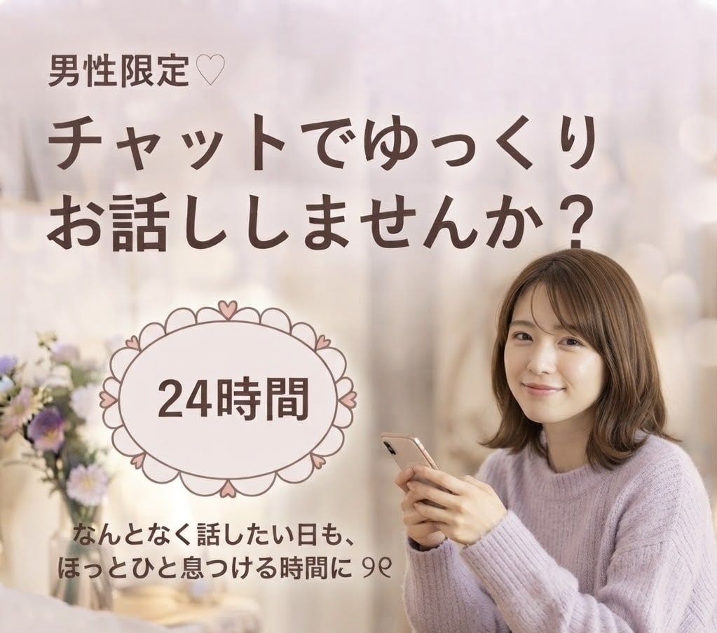 男性限定｜チャットで癒しの時間をお届けします 誰かと話したい日に♡ 気楽に話せる相手になれたら嬉しいです♡ イメージ1