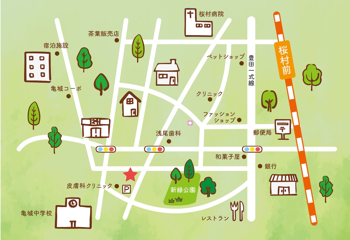 イラストタッチの地図を作成します 柔らかく親しみやすいイラストで地図をわかりやすく。 イメージ2
