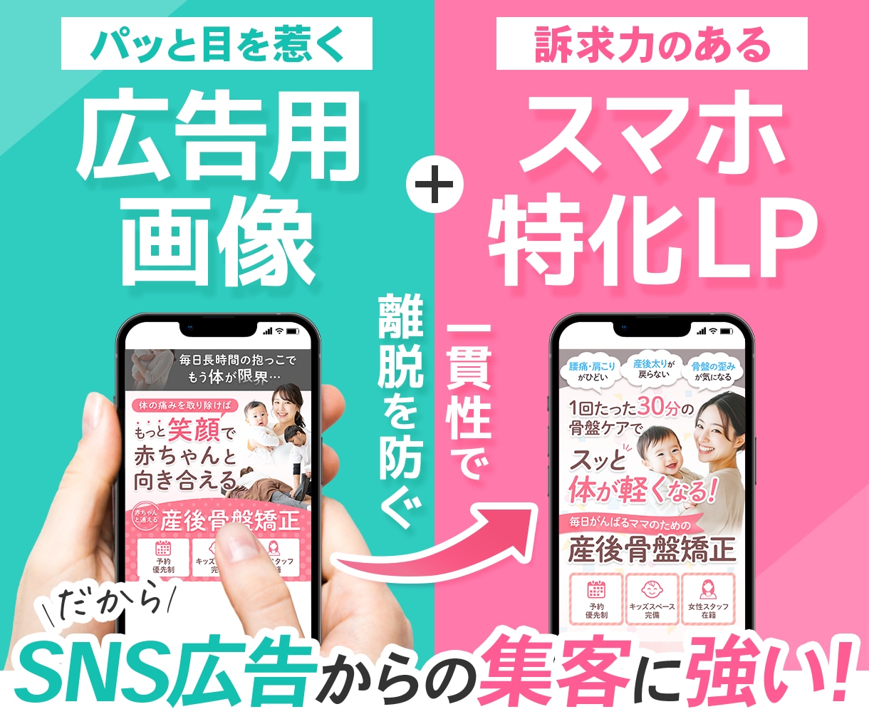 SNS広告に強いスマホ特化LP×バナーを制作します “訴求力のあるデザイン×導線設計”でターゲットの反応が取れる イメージ1