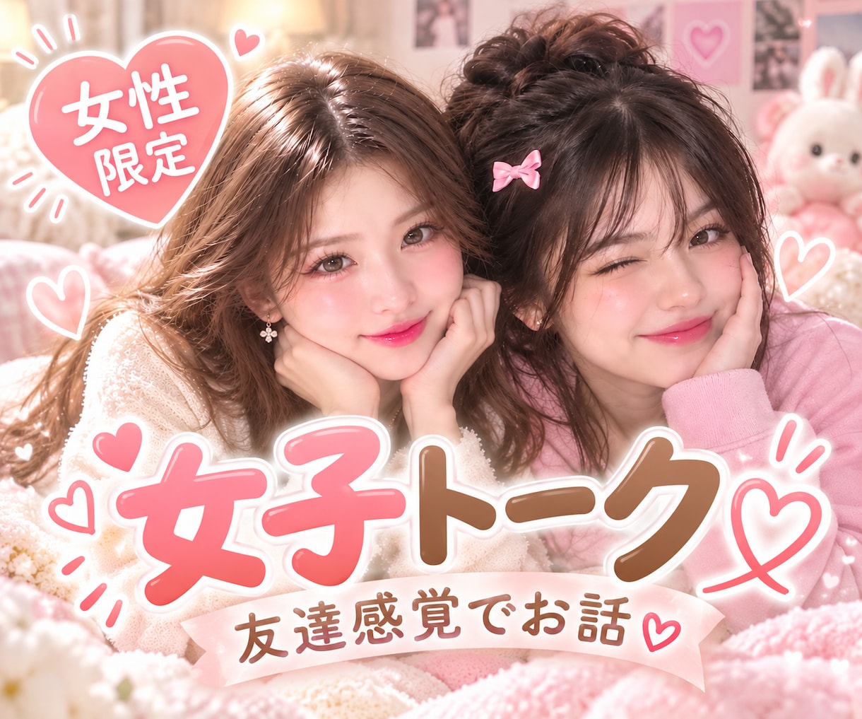 女性限定【女子トーク】友達としてお話します ラフに話してね♪初めましてでも仲良くなっちゃいます！ イメージ1