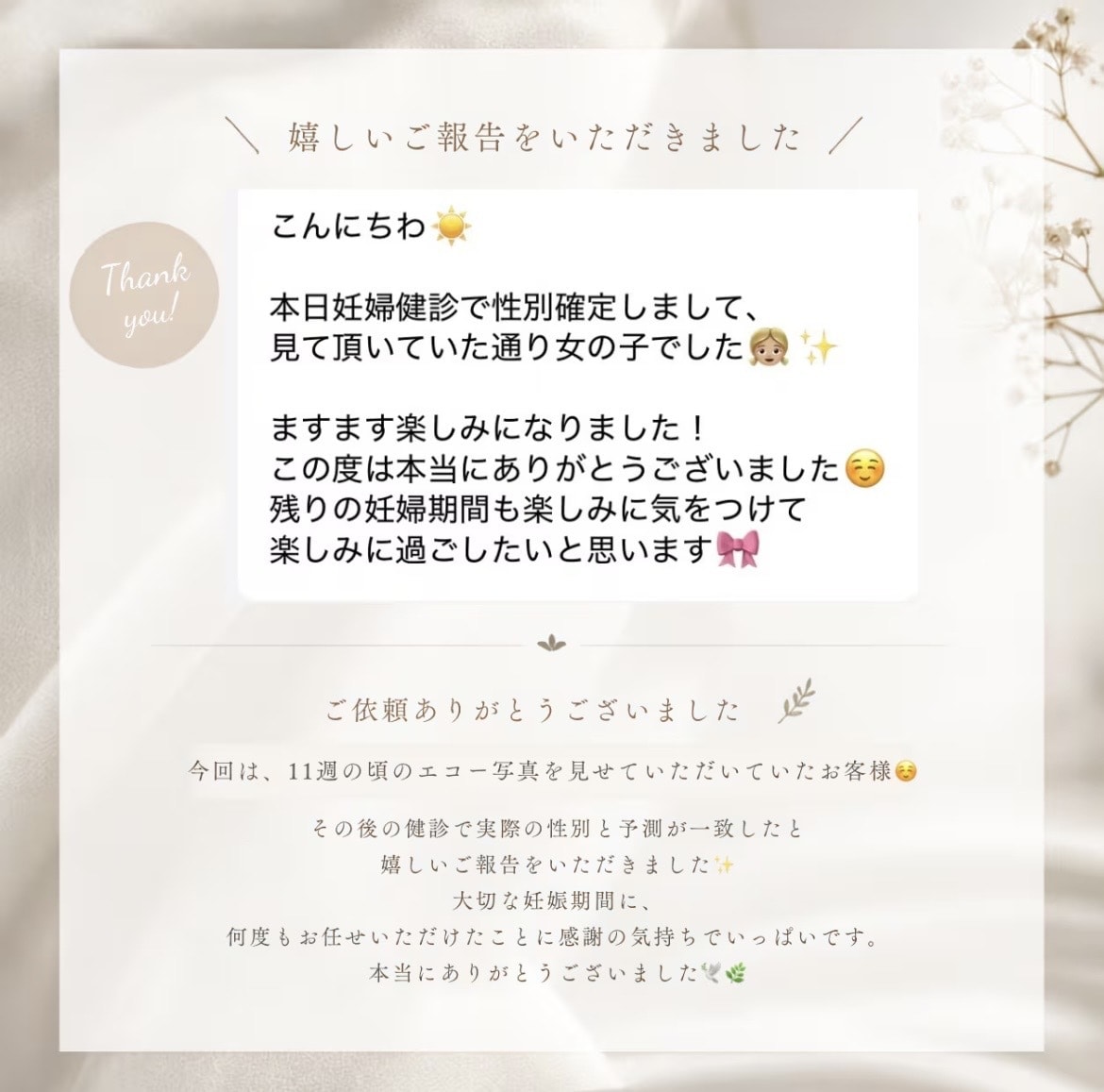 詳細版★即納！妊娠初期、エコー写真で性別予測します 6週目〜OK◎赤ちゃんの性別をベビーナブ、外性器で見ます イメージ3