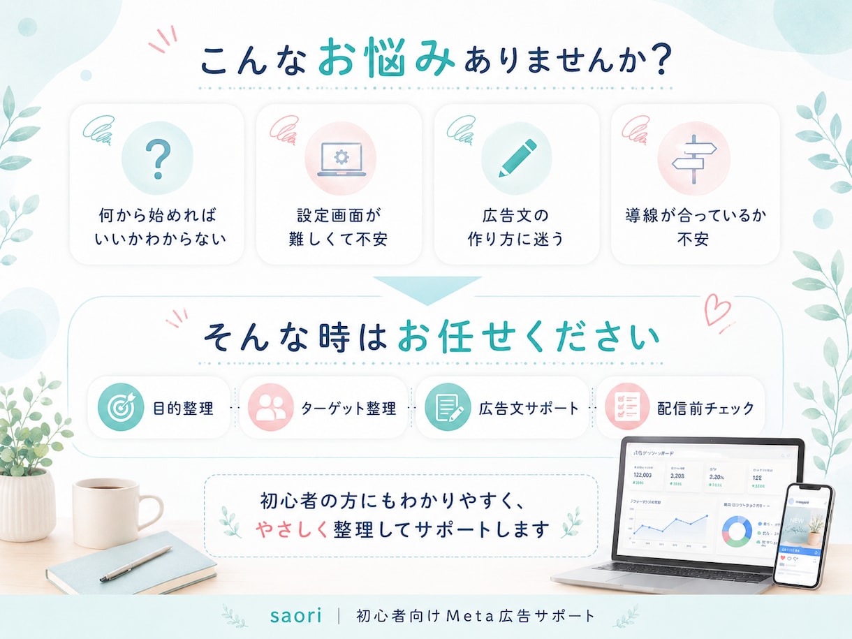 Meta広告・SNS発信をサポートします 初心者向けに発信・広告準備を丁寧に整理します イメージ2