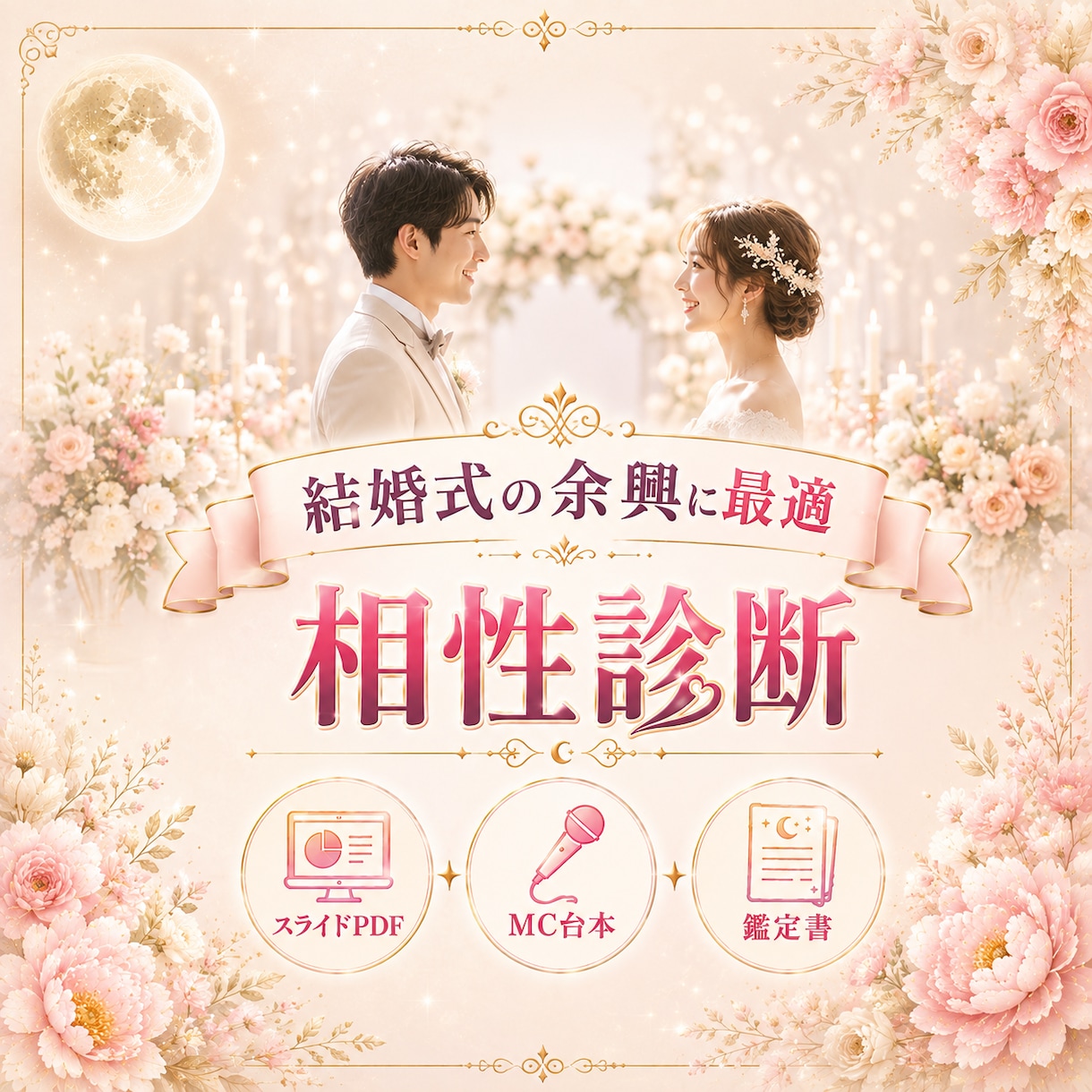 結婚式余興の相性診断スライドセット作ります スライド・MC台本・贈呈用鑑定書のPDF3点セット イメージ1
