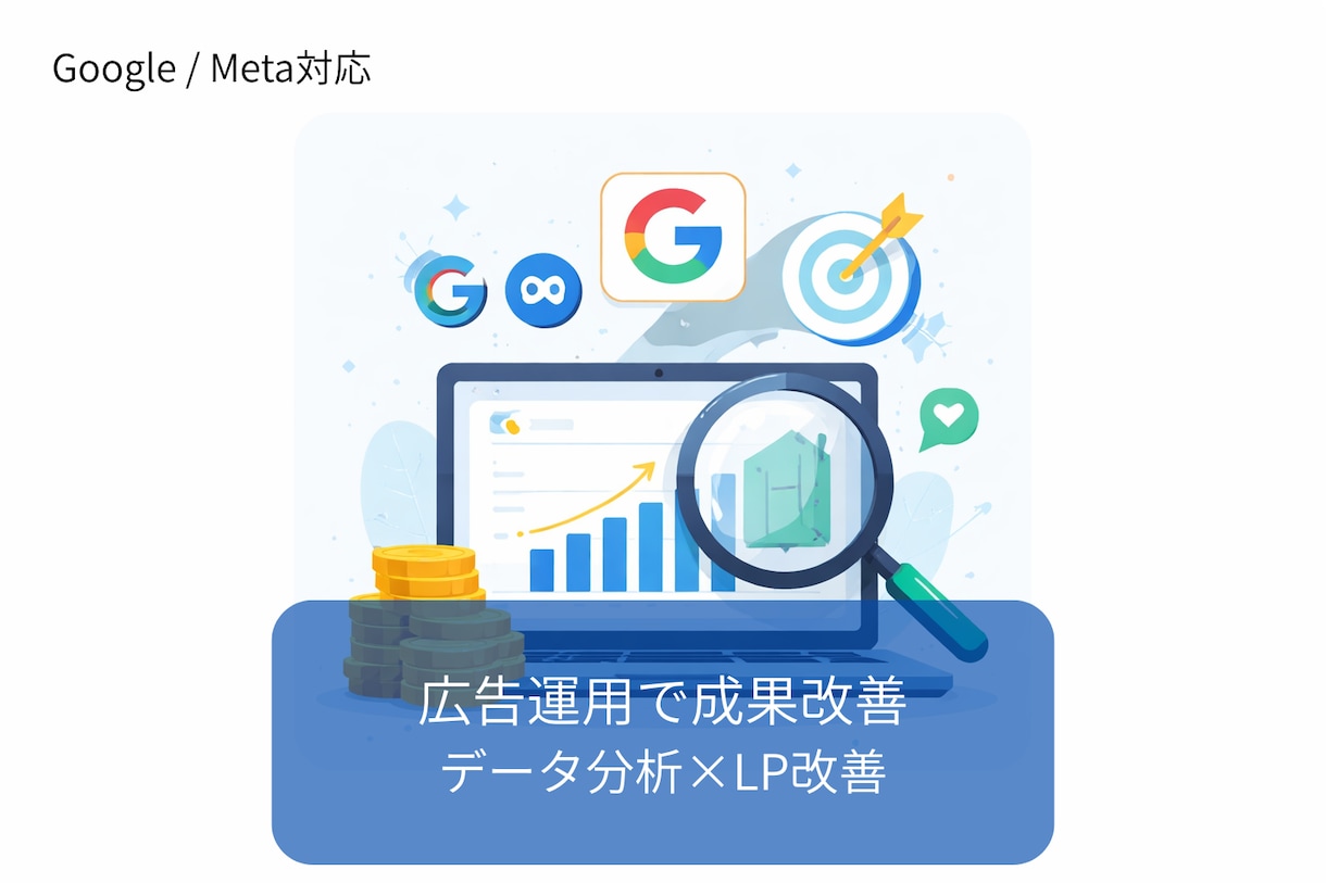 広告運用×LP改善で集客伸ばします Google広告・Meta広告対応|LP改善まで一貫対応 イメージ1