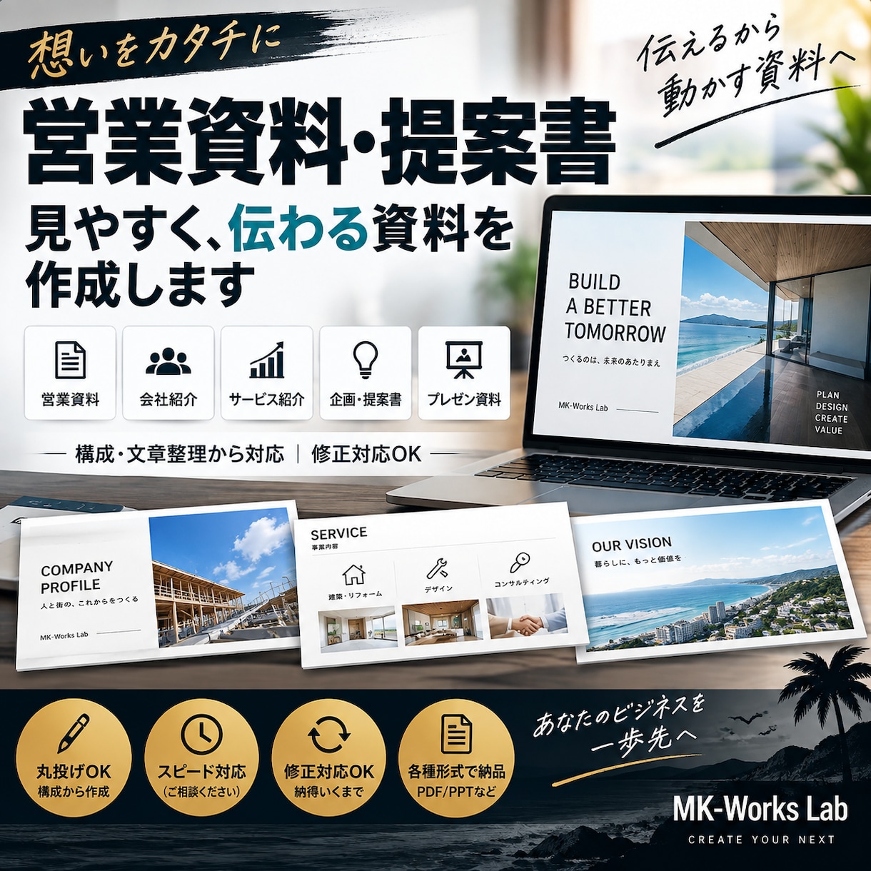 伝わる営業資料・提案資料を作成します 「構成から文章まで、伝わる資料に仕上げます イメージ1