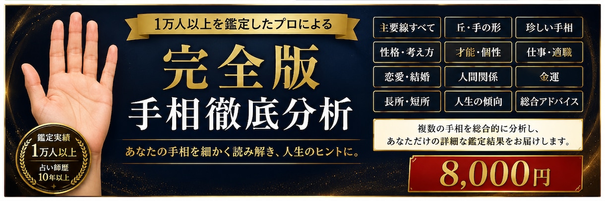 1万人以上鑑定　完全版・あなたの手相徹底分析します 1万人以上を鑑定したプロの完全版手相鑑定 イメージ1