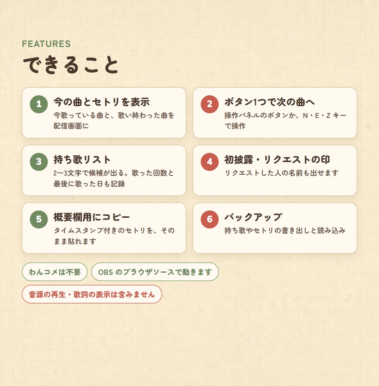 歌枠のセトリ表示ツールをOBS用に作ります 今の曲とセトリを表示、操作パネルとタイムスタンプつき イメージ3