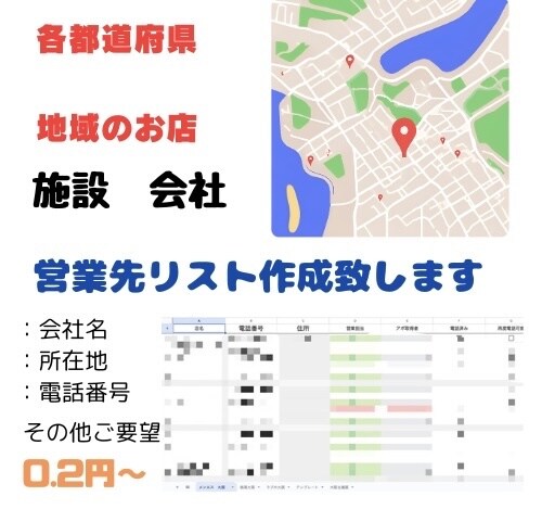 0.2円〜低コストで営業先リスト作成いたします 面倒な営業先リスト作成　低コストで承ります! イメージ1