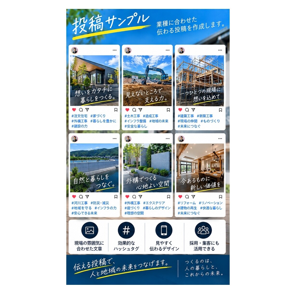 建設会社専門！Instagram投稿を作成します 現場写真を送るだけ！文章・画像・タグまでお任せ イメージ4