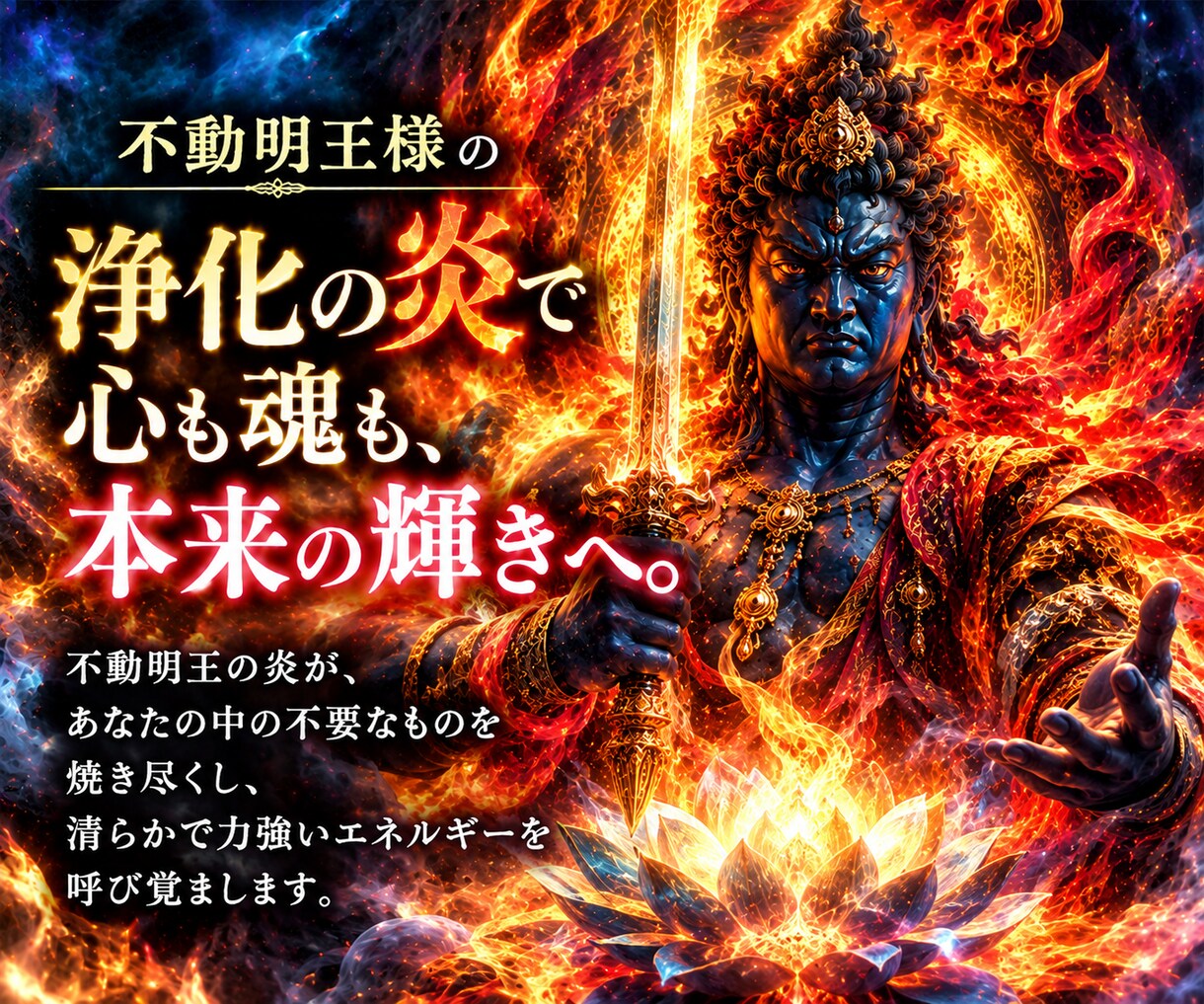 不動明王の炎で不要なものを焼き尽くします 迷いも執着もモヤモヤも不動明王の浄化の炎でスッキリ焼き尽くす イメージ6