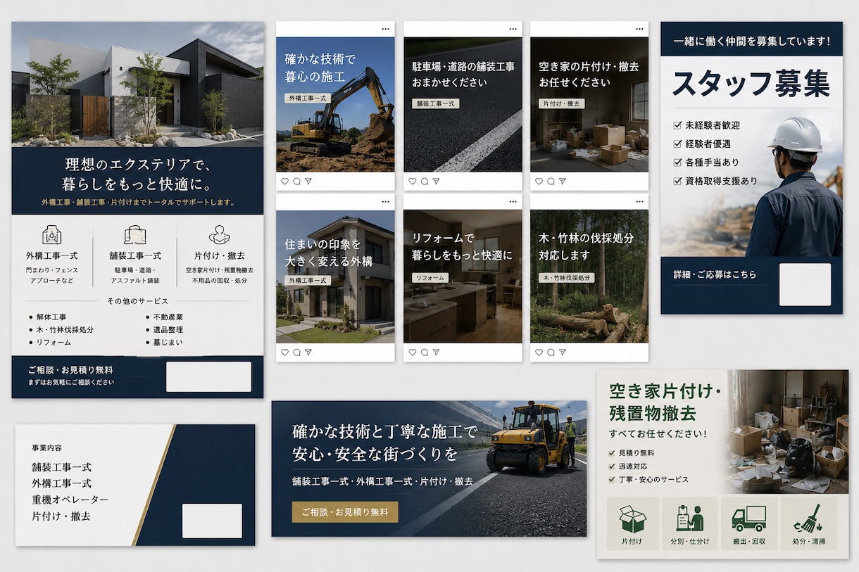集客用の広告デザイン一式を制作します チラシ・SNS・広告画像をまとめて統一デザイン イメージ1