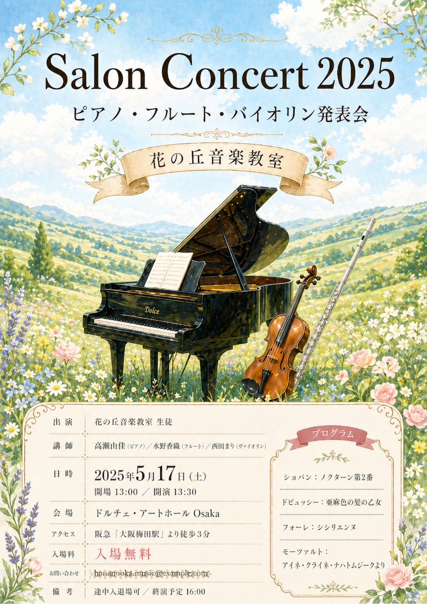 演奏会・コンサートチラシを集客のプロが作成します マーケ視点で伝わりやすさとデザインを両立したご提案をします イメージ5