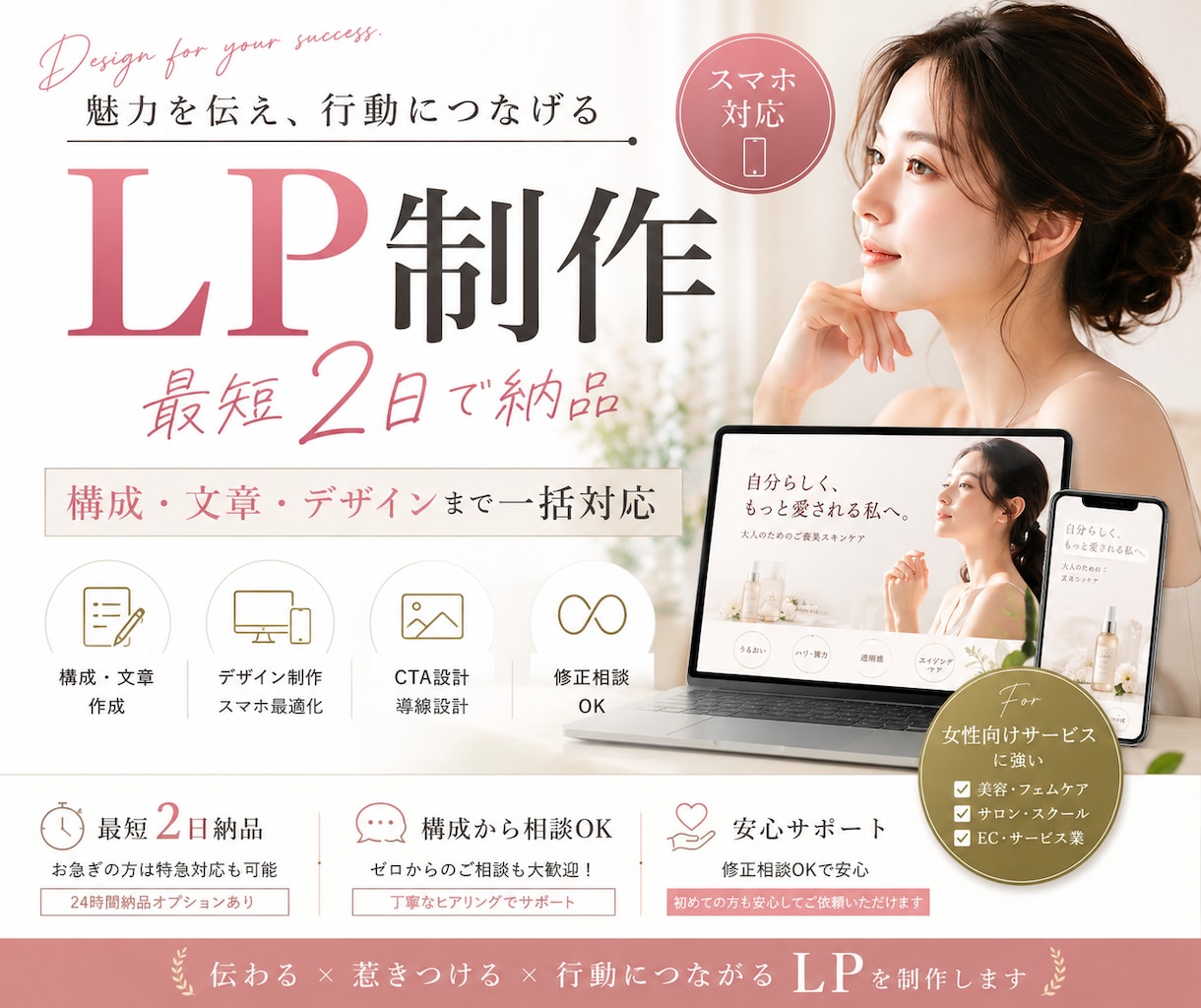 ＬＰを最短２日で制作します 構成文章デザインまで一括対応します イメージ1