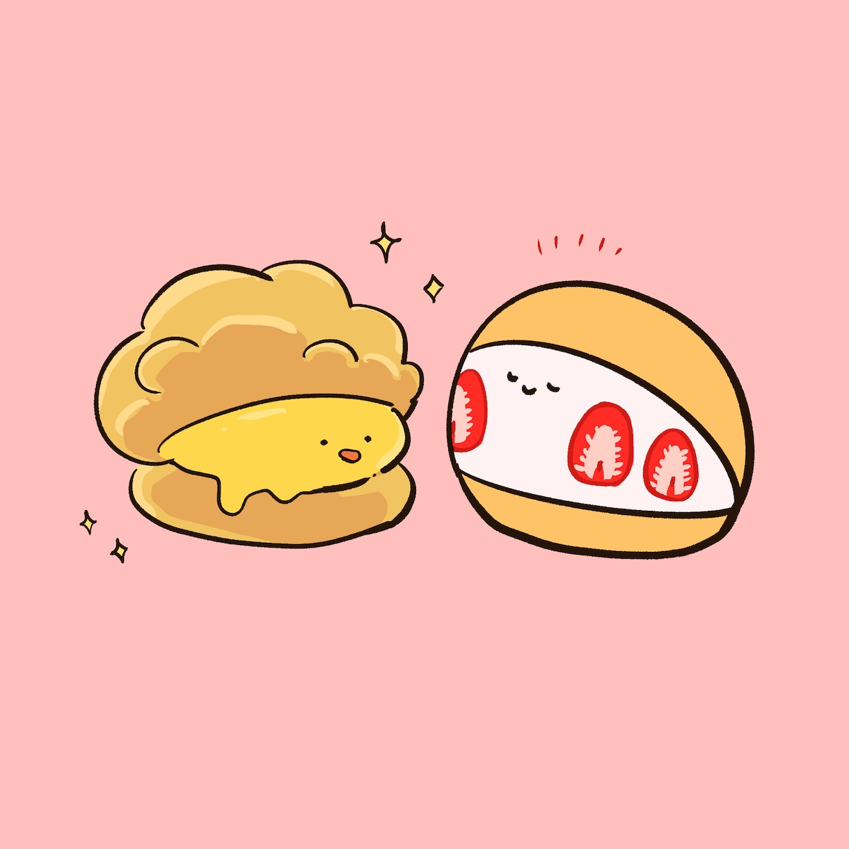 食べ物モチーフのオリジナルキャラクターを描きます ゆるくてかわいい1枚！アイコン・挿絵などに利用できます イメージ2
