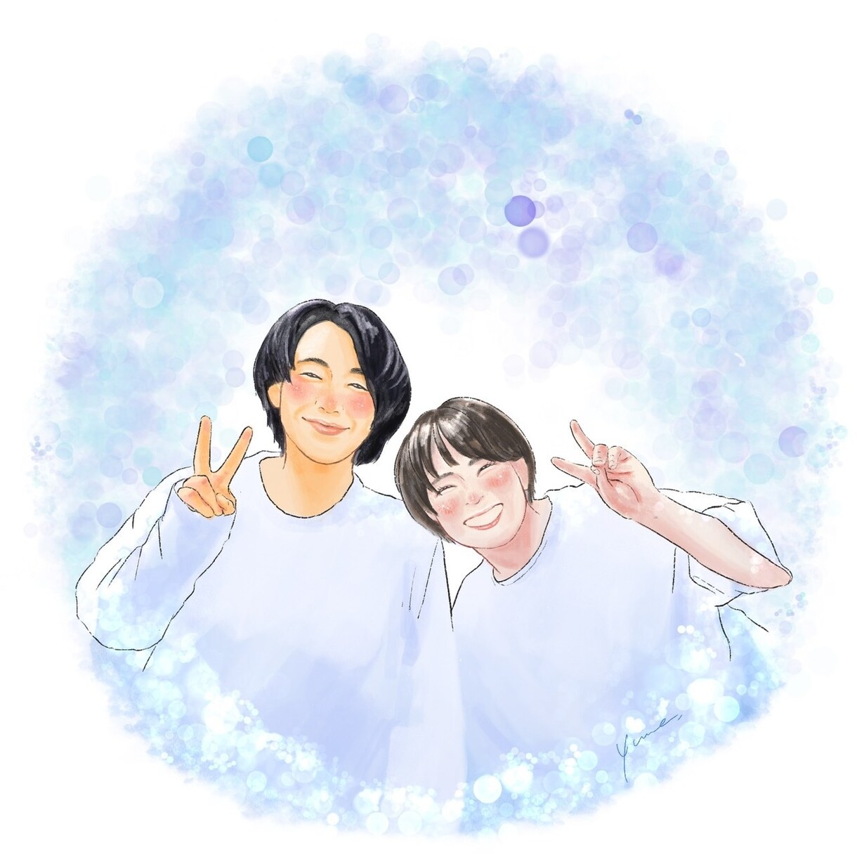 ふんわり温かみのある似顔絵イラストをお描きします 記念日/お誕生日/還暦祝い/プレゼント/SNSアイコンにも イメージ1