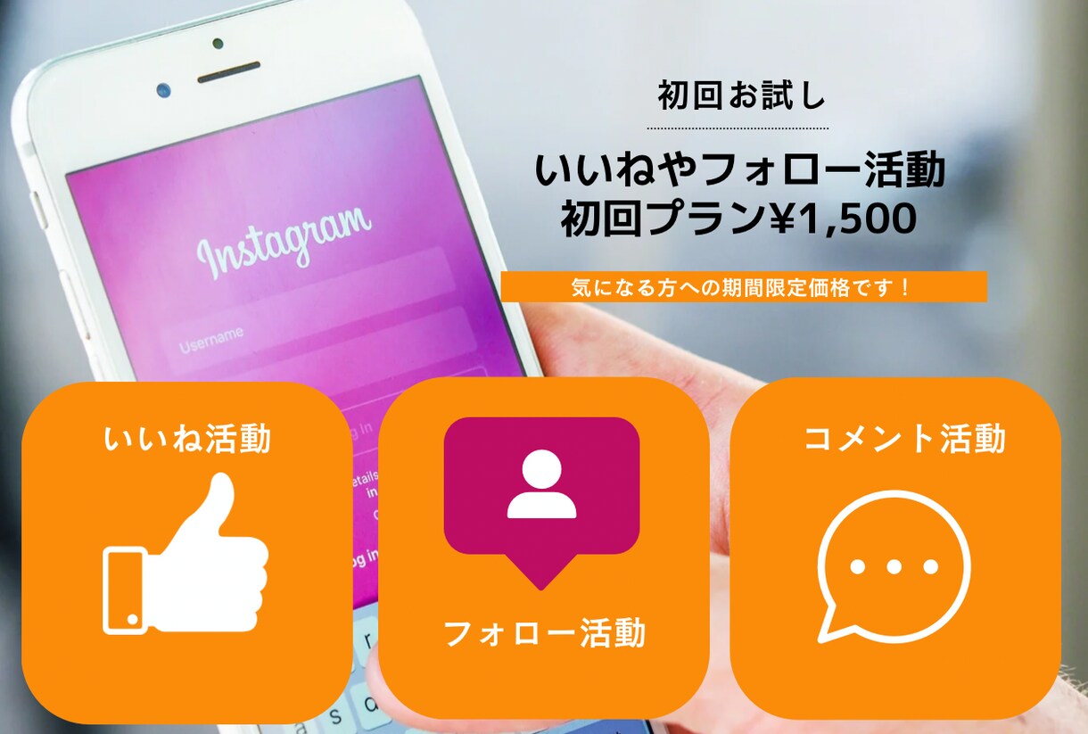 インスタいいねやフォロー活動いたします 【期間限定価格】お試しプラン登場！まずは試してみたい方に！ イメージ1