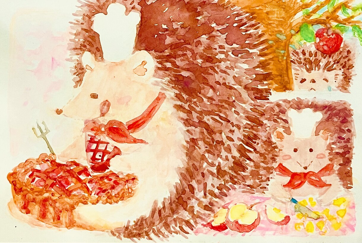 あたたかい水彩タッチのアナログイラストを描きます 手描きのぬくもりを大切に、ほっこりとした動物モチーフ描きます イメージ1