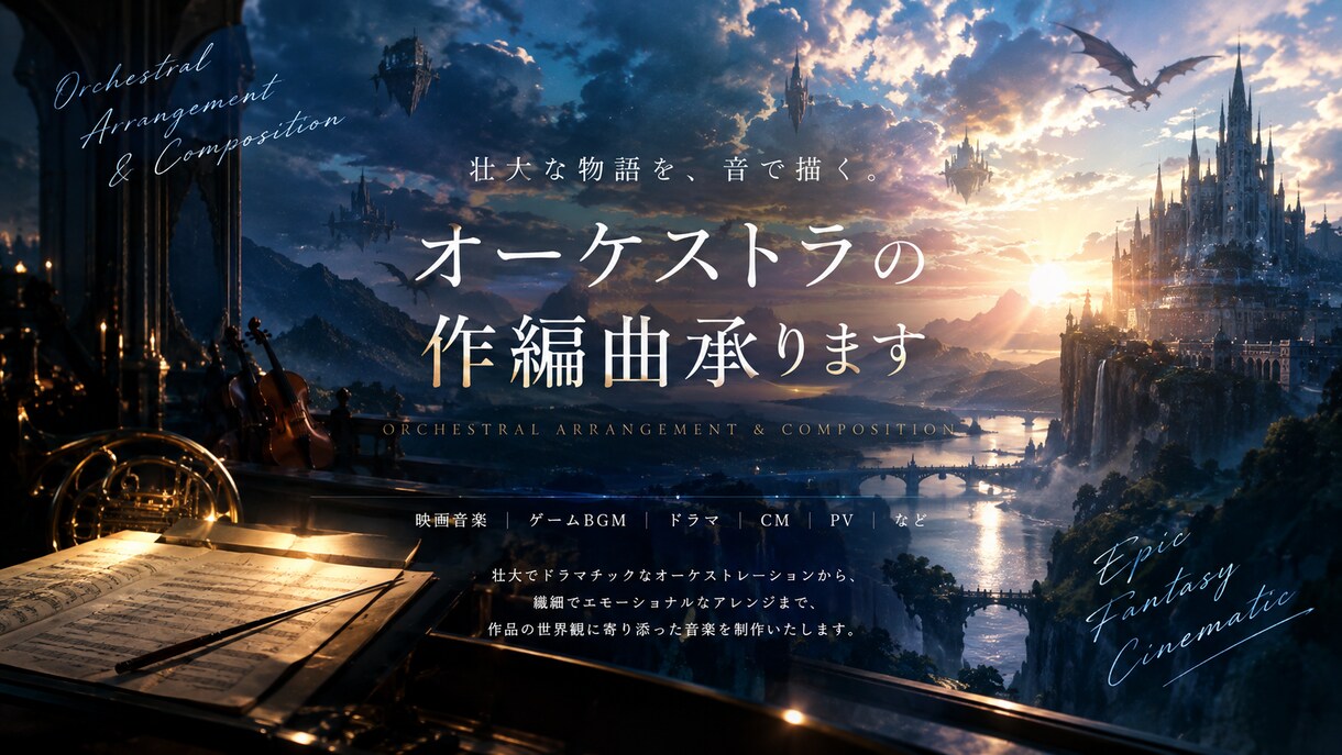 オーケストラの作編曲承ります ガツガツとしたEpic音楽やエスニック、ファンタジー系 イメージ1