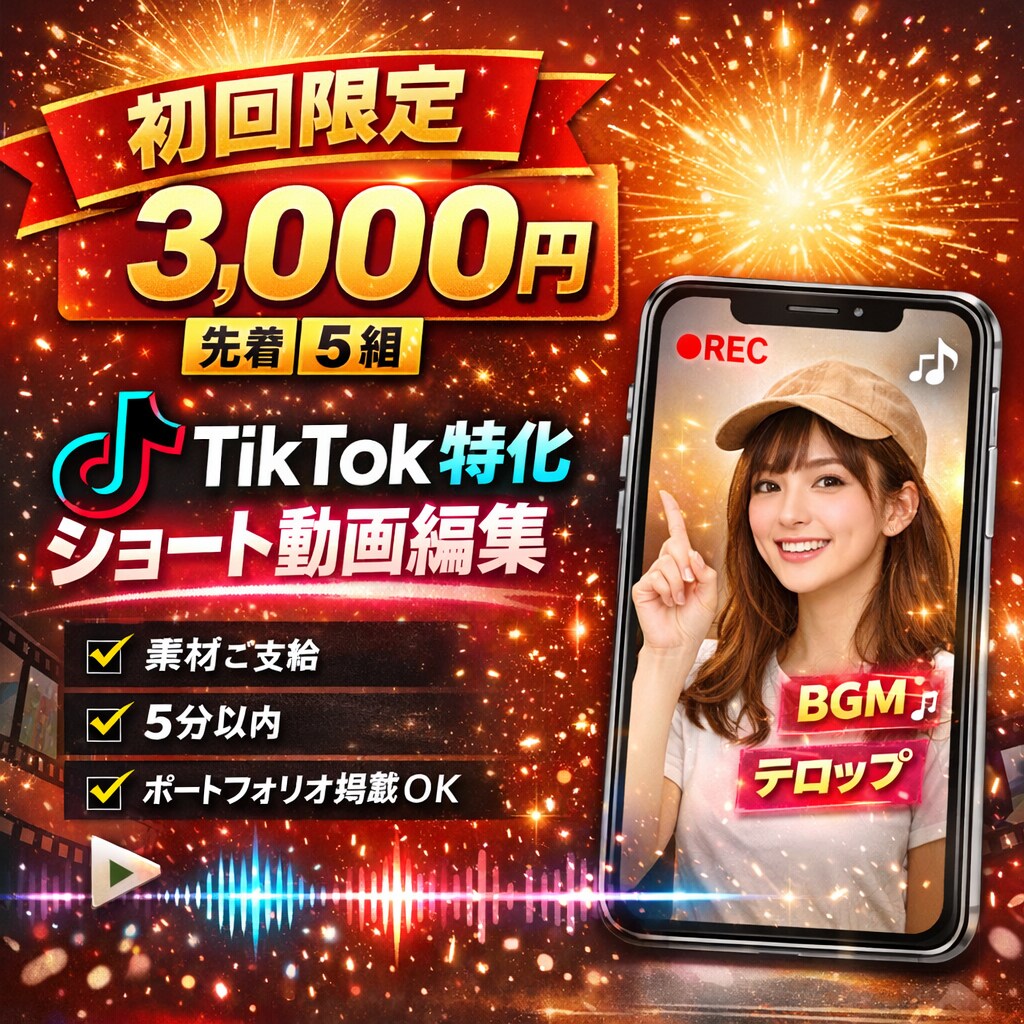 TikTok用ショート動画を編集します 初回限定3,000円で編集します イメージ1
