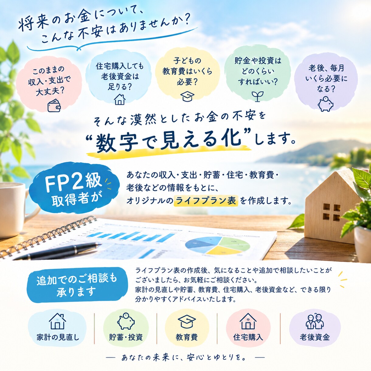 お金の悩み、ライフプラン表を作成します FP2級取得者が将来のお金を見える化！ライフプラン作成 イメージ1