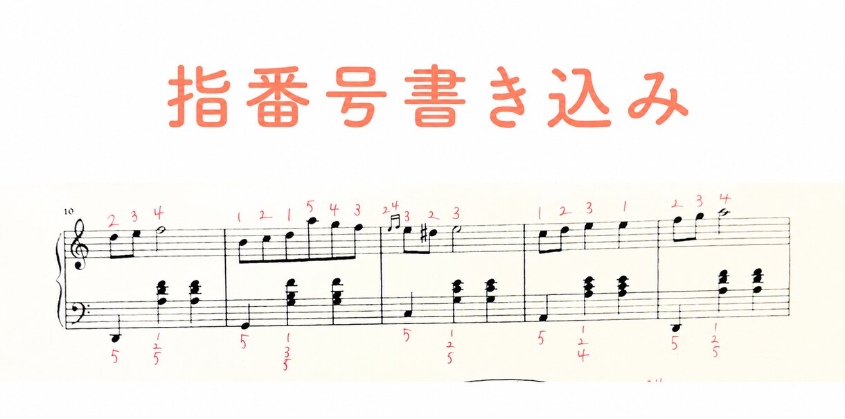 ピアノ楽譜に弾きやすい指番号(運指)を書きます 限定！先着３名様までモニター価格キャンペーン始めました！ イメージ2