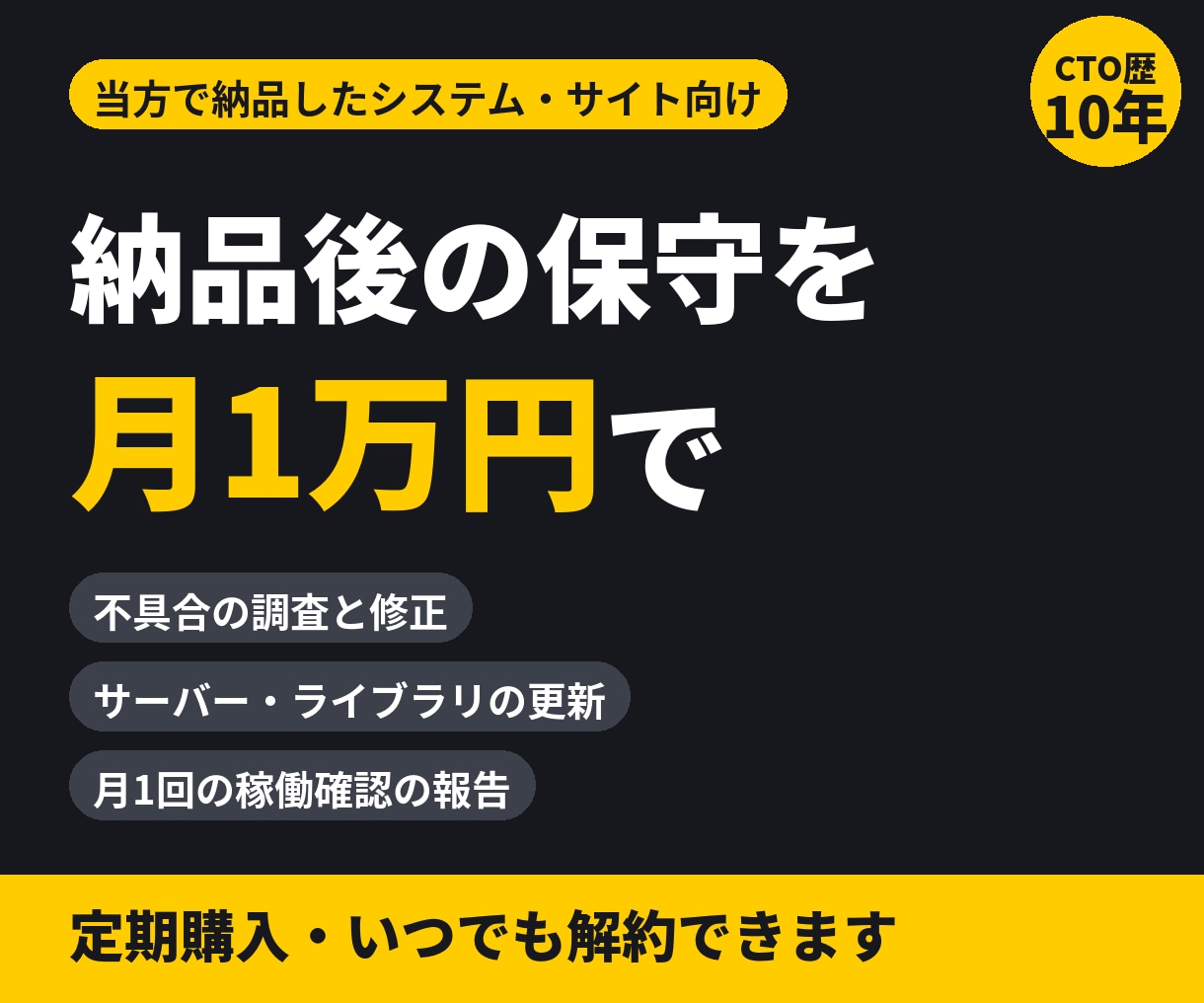 業務システム・ホームページの保守を月額で受けます 当方で納品したシステムとサイト向け。不具合修正と更新 イメージ1