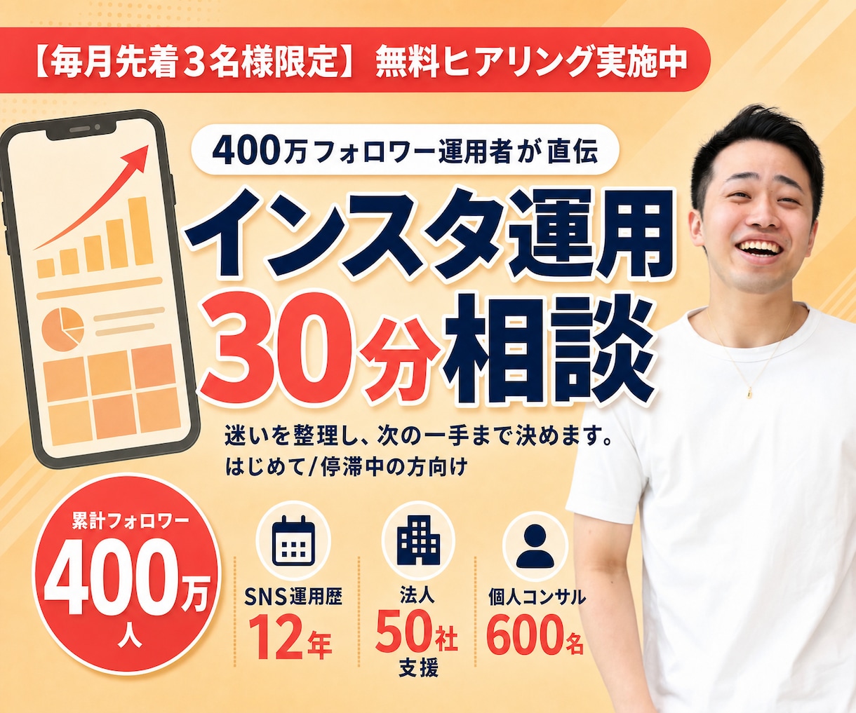 400万フォロワー運用者がインスタ相談にのります 30分お試し｜はじめての方も途中で止まった方も イメージ1