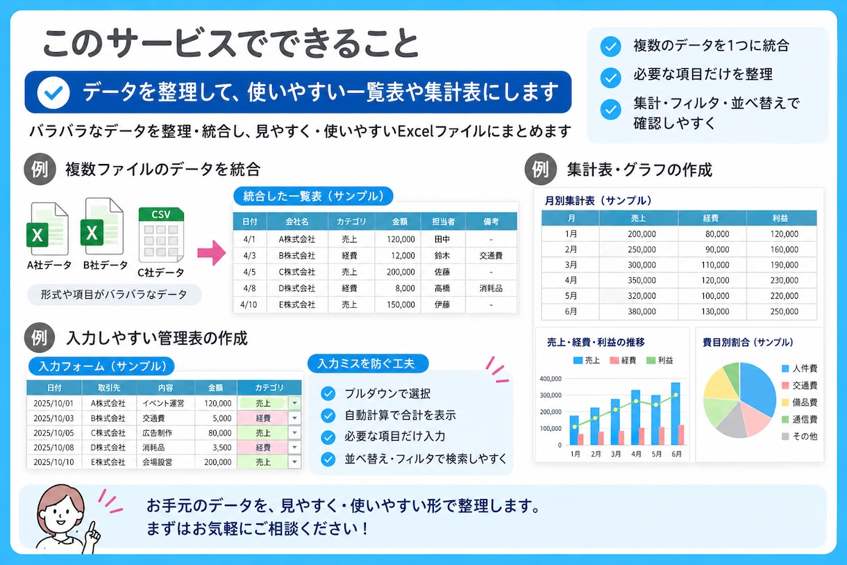Excel作業をお手伝いします 入力・集計から管理表作成・関数設定・グラフ作成に対応します！ イメージ5