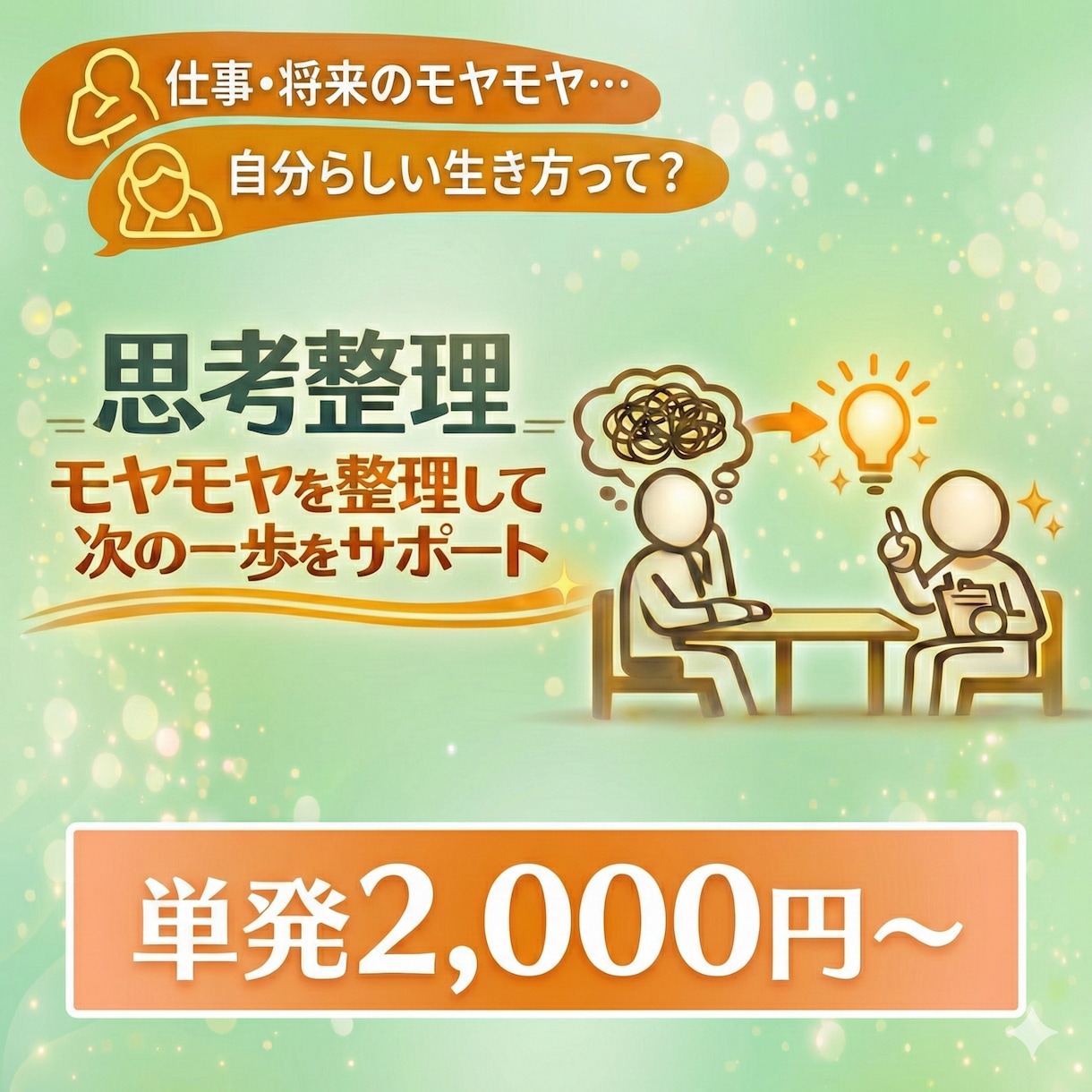 思考整理｜モヤモヤを整理し次の一歩をサポートします 心のモヤモヤ、思考の整理は『伴走マン』にお任せください！ イメージ1