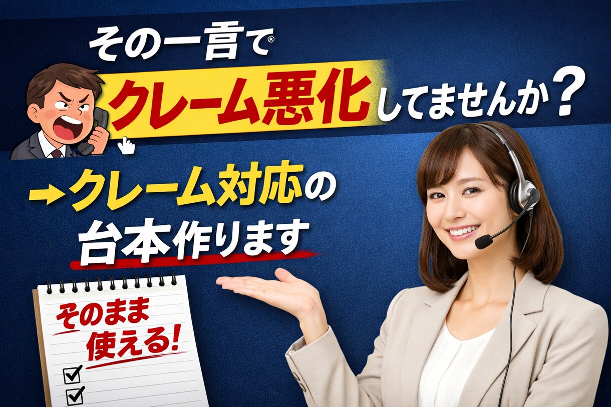 クレームを悪化させない電話対応台本添削・作成します その一言で印象は変わる。現場経験者が“使える言い方”作ります イメージ1