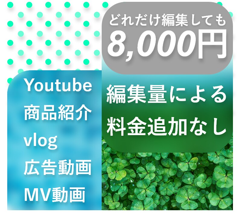 コストで妥協しない動画編集やります 編集工程の量による料金変動無し!一律8,000円! イメージ1