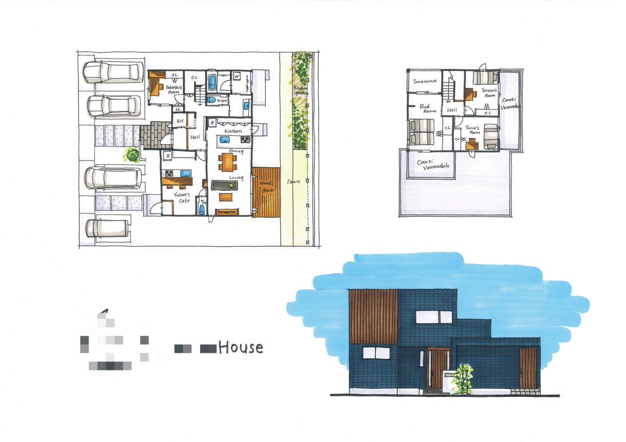 住宅の間取り図を『手書き』でイラスト化します 思い出として、プレゼントとして、一生に一度のこのタイミングに イメージ3