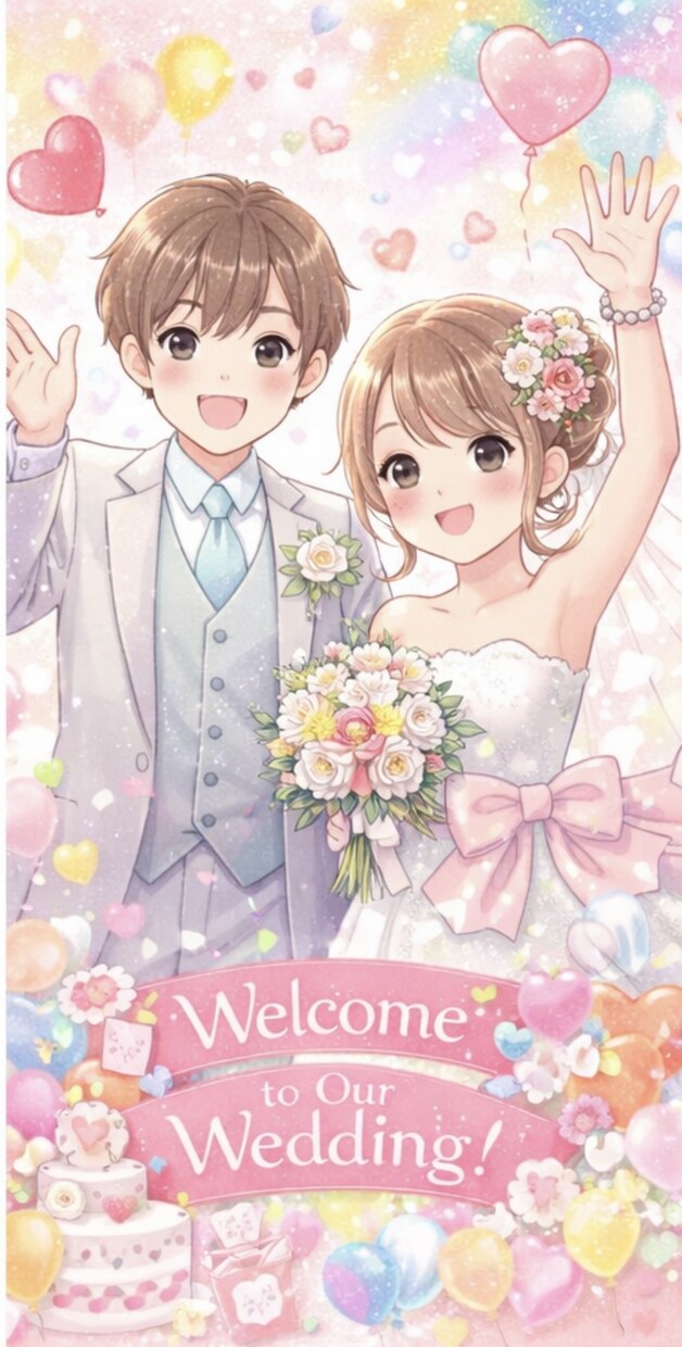 やさしい水彩タッチのウェルカムボードを作成します プレ花嫁さまへ♡やさしい水彩イラストをお届けします イメージ2