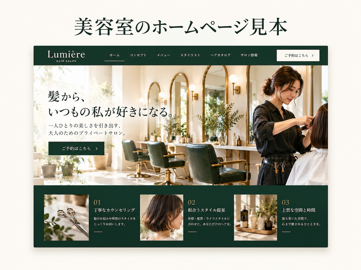小さな店舗・サロンのHPを制作します 美容室・トリミング・エステ・ピラティス・ネイル・マツエク対応 イメージ2