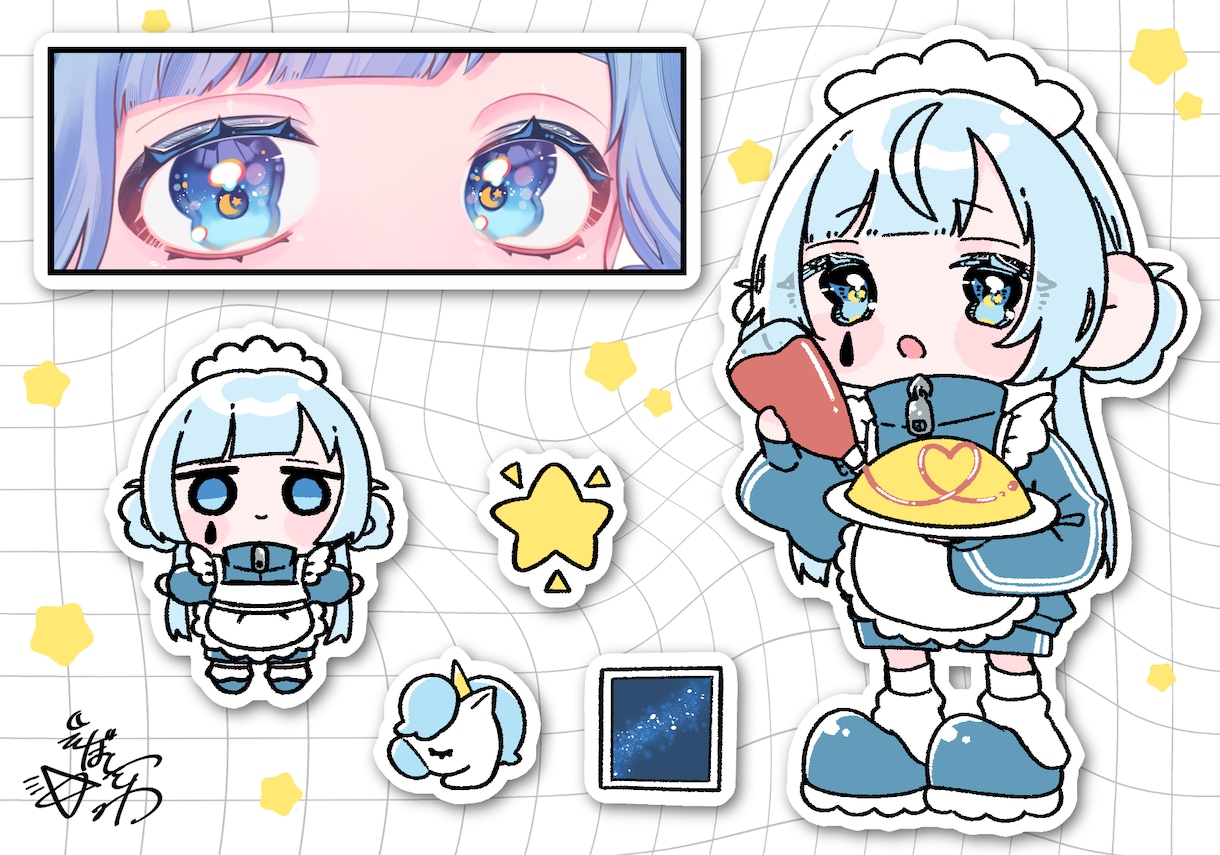ステッカー風ジャージメイドイラスト制作します 商用OK・ネプリOK！かわいいイラストをお届けします！ イメージ1