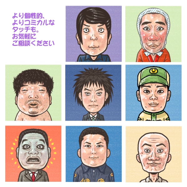 SNSアイコンにピッタリなパステル調似顔を描きます アイコンやお名刺に最適、優しい線で印象的、個性的な似顔絵 イメージ5