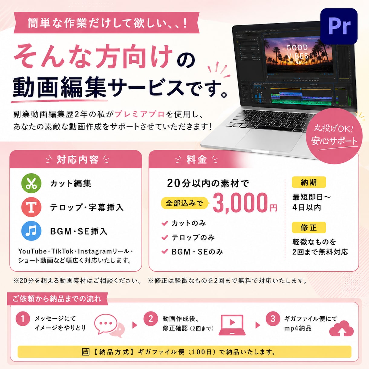 動画編集！簡単作業承ります 簡単編集！初めての動画制作者にもおすすめ！ イメージ1
