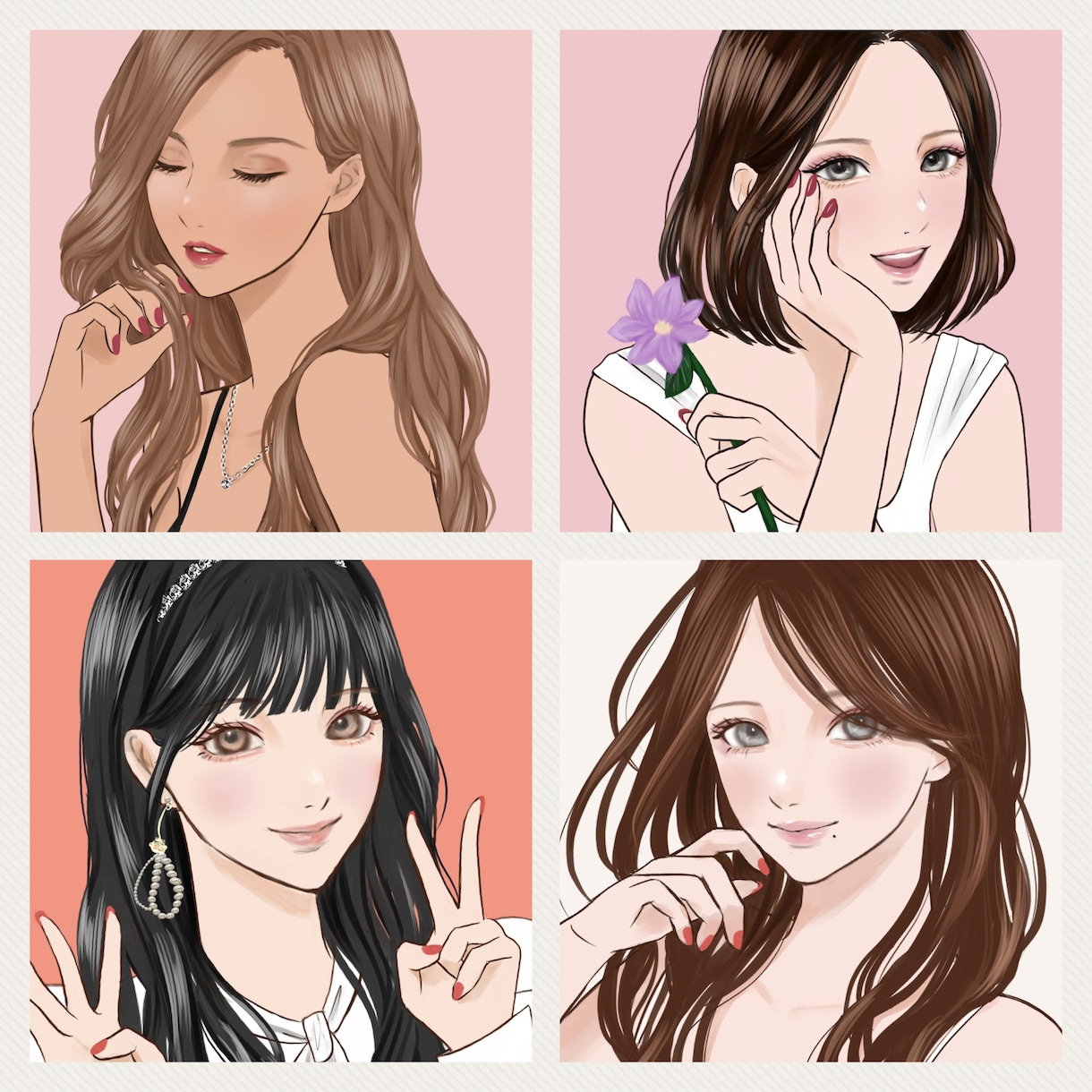オシャレ大人可愛いアイコン、イラスト作成します 小物無料！色々な場面でお使いください イメージ7