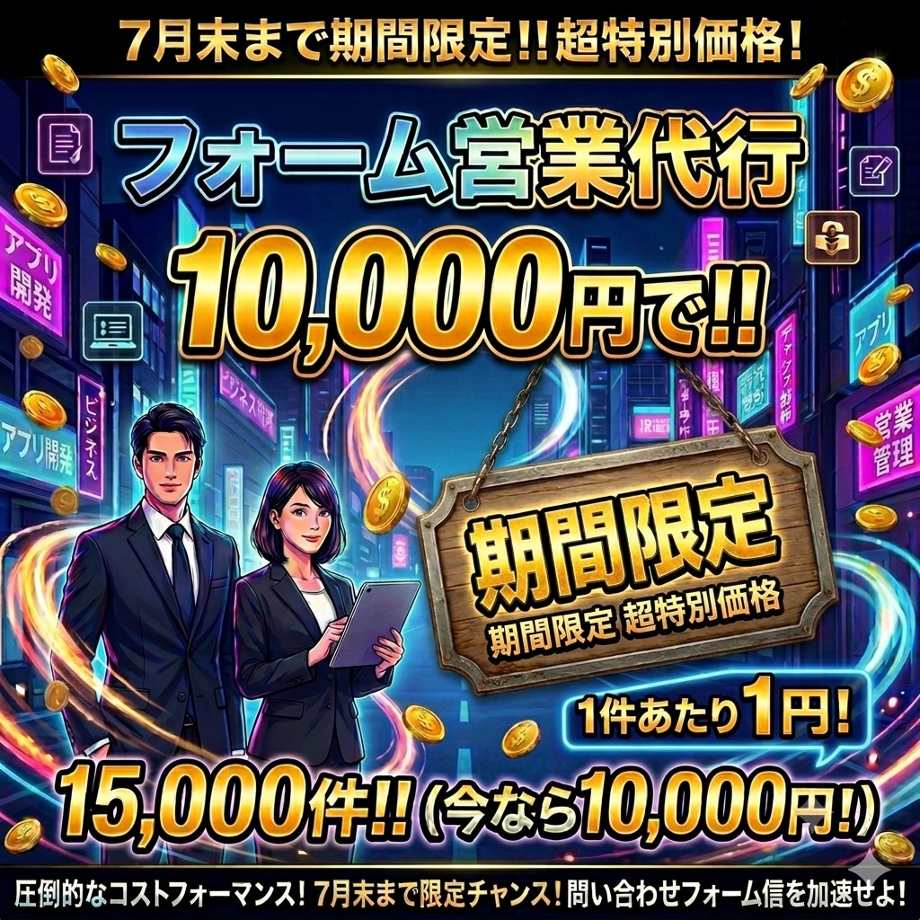 15000件1万円でフォーム営業代行します 1件約1円〜【最安値水準・リスト無も対応可能】 イメージ1