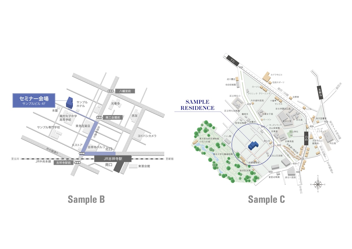 お店や紙面のイメージに合う地図を制作します 既存のWebマップでは味気ない…とお感じの方へ イメージ3