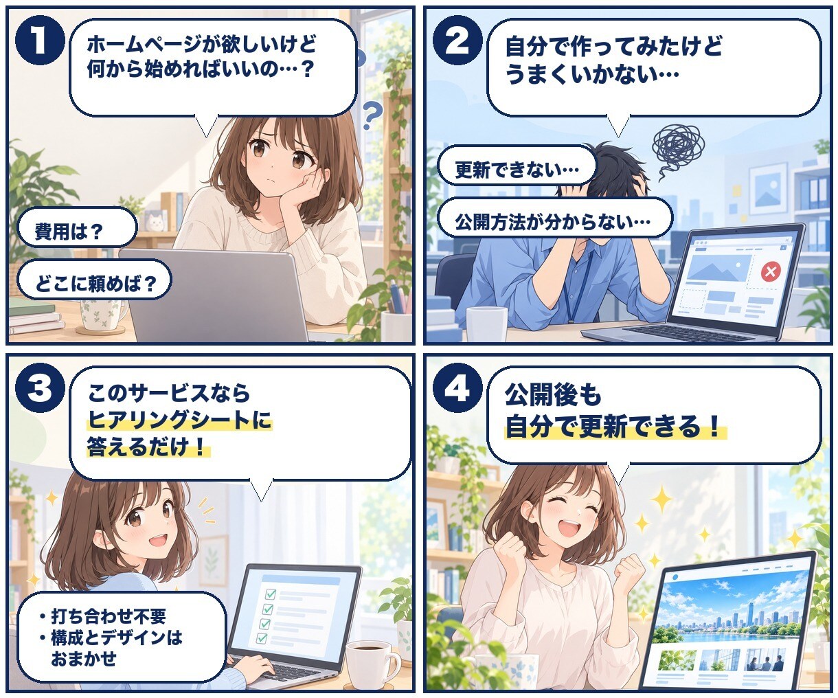 自分で更新できる会社・お店のホームページを作ります WordPressで5ページから。公開まで一括 イメージ2