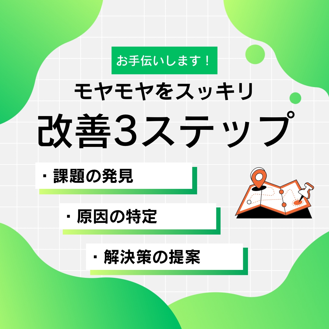 現状から課題を抽出し、改善策を提案します 情報やデータを基に改善提案(アドバイス)ができます。 イメージ2