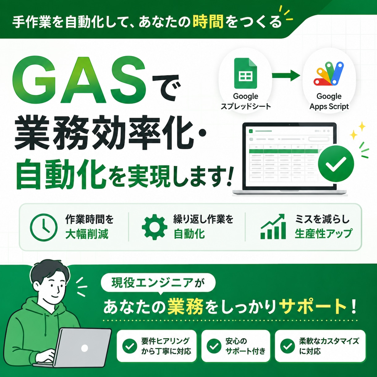 GASで業務効率化・自動化を実現します スプレッドシート業務を自動化！現役エンジニアが時短をサポート イメージ2