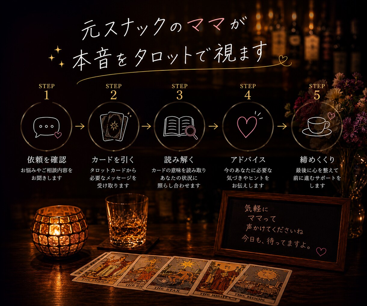 元スナックのママが、あなたをタロットで視ます 20年の経験で、カードとあなたの状況を読み解きます イメージ2