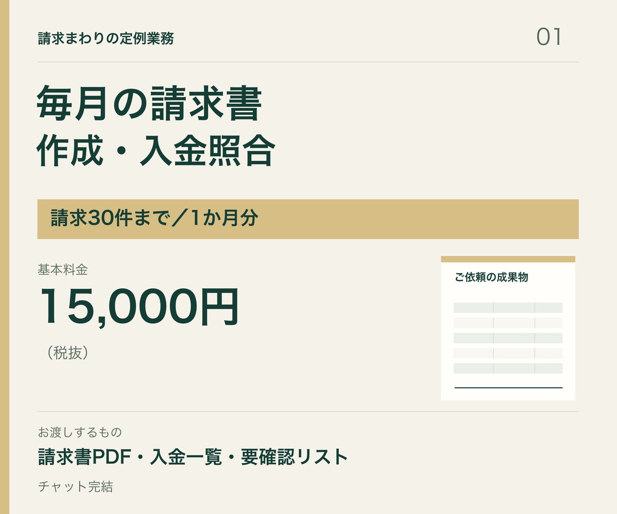 毎月の請求書作成と入金照合を代行します 請求30件まで。請求書PDF・入金一覧・要確認リスト イメージ3