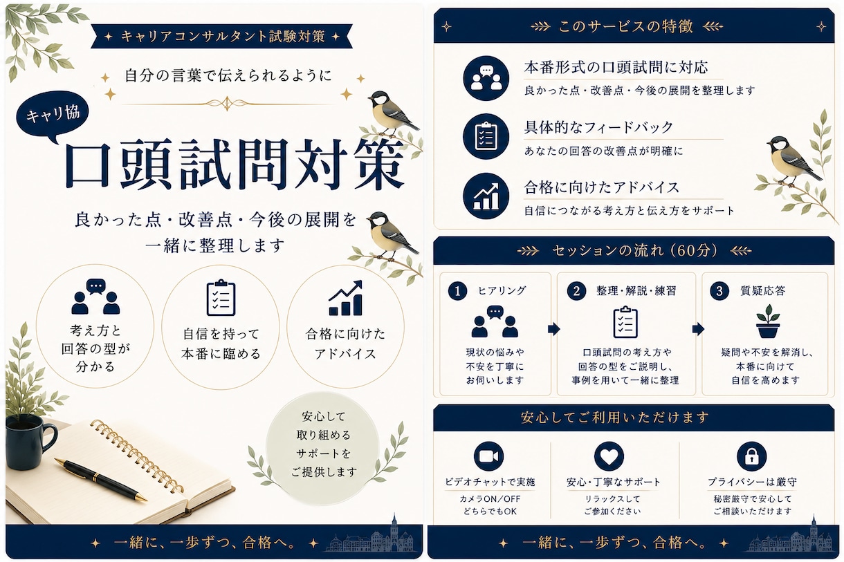 キャリ協口頭試問｜回答整理と改善をお手伝いします 口頭試問の考え方と回答の型を学べます イメージ1