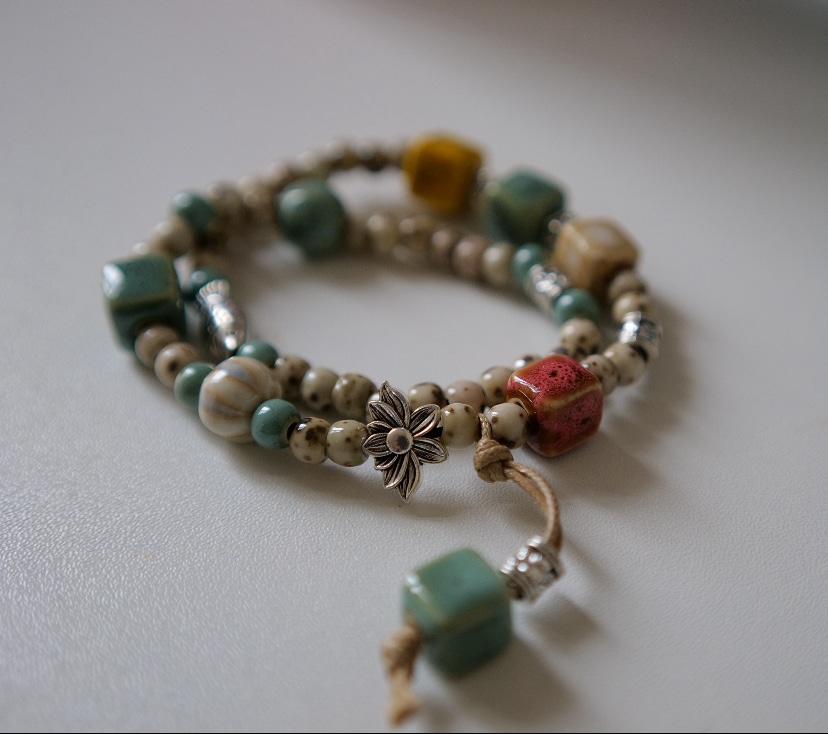手作り唐代ブレスレット菩提樹の念珠ます 天然の彩石として飾ります。手首14 ~ 16に適しています。 イメージ1