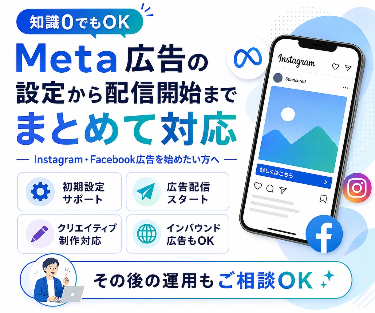 Meta広告の設定から配信開始までまとめて対応ます インバウンド向けも。Meta広告の設定から配信開始まで対応 イメージ1